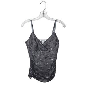 WHBM Floral Lace Tank Silver/Dark Gray Size Small